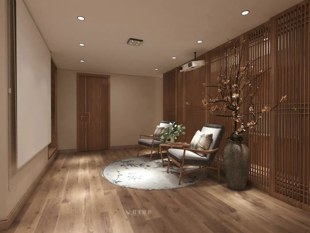 南京大華錦繡時代160㎡中式風(fēng)格--健身房+家庭影院，這才是向往的生活！05負(fù)一樓設(shè)計_家庭影院落地花瓶