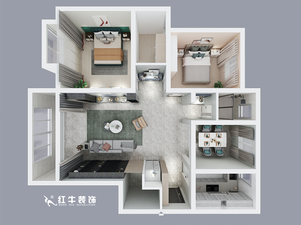 房亮_藍海雅苑B7-1604-130㎡-現(xiàn)代風格_鳥瞰圖