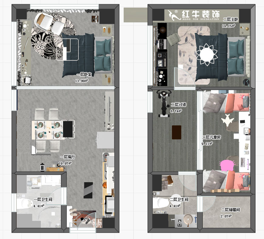 仇美蓉_時代天地廣場3號樓1606-35㎡復(fù)式-現(xiàn)代簡約風格00彩平圖