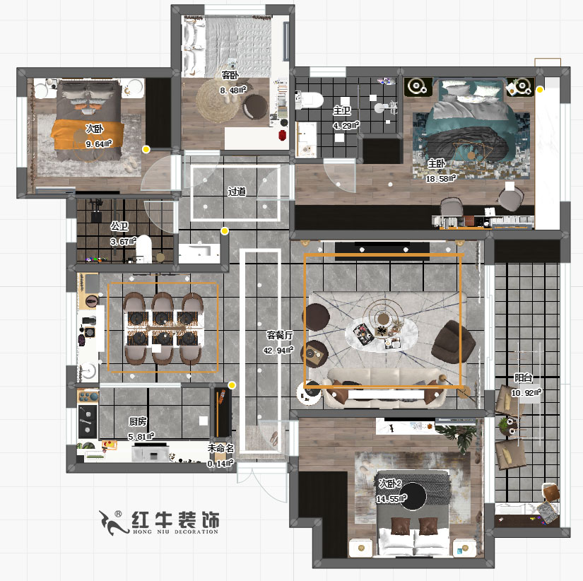 余瑋_榮盛華府1-201-140㎡-現(xiàn)代風(fēng)格00彩平圖
