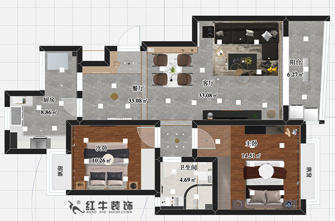 張智猿_聚寶山莊杜英街區(qū)10-802-90㎡-輕奢風格00彩平圖