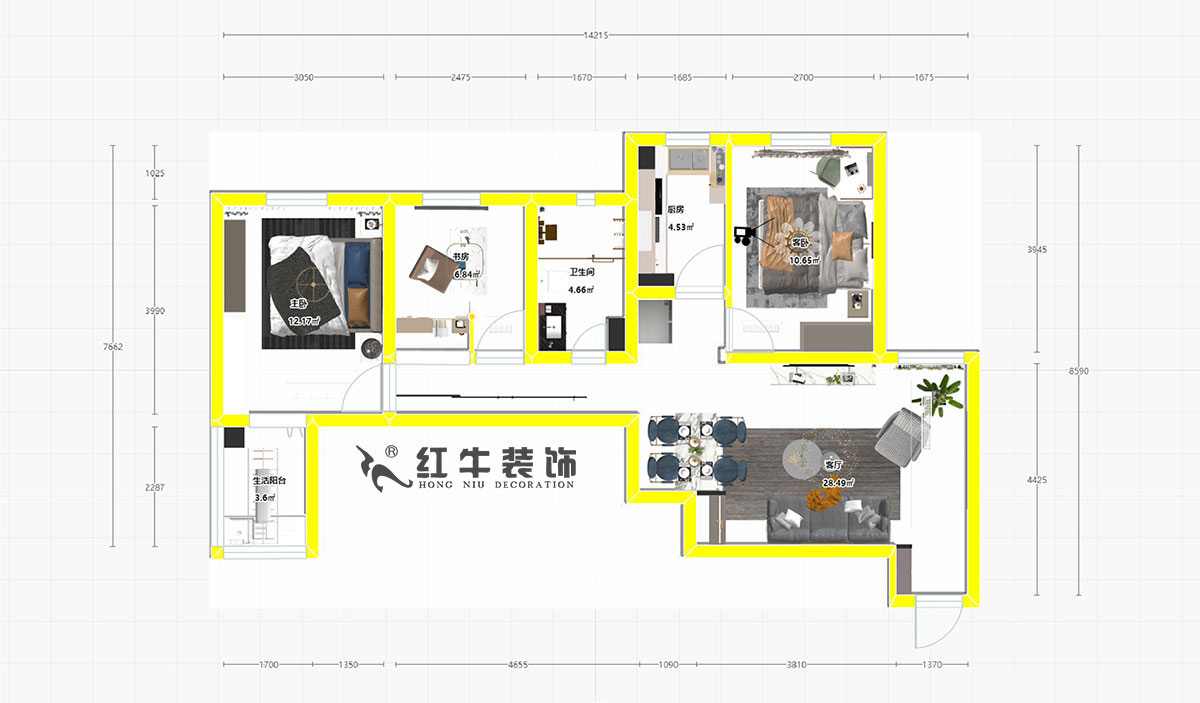 朱明琪_高教新村2-1608-98㎡-現(xiàn)代簡(jiǎn)約風(fēng)格00彩平圖