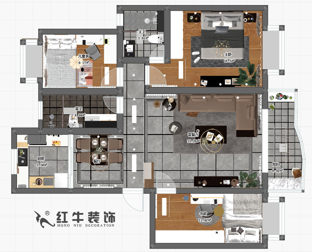 吳波_黃埔鑫園13-505-116㎡-現(xiàn)代風(fēng)格_3室2廳2衛(wèi)_定制家￥162554→00彩平圖