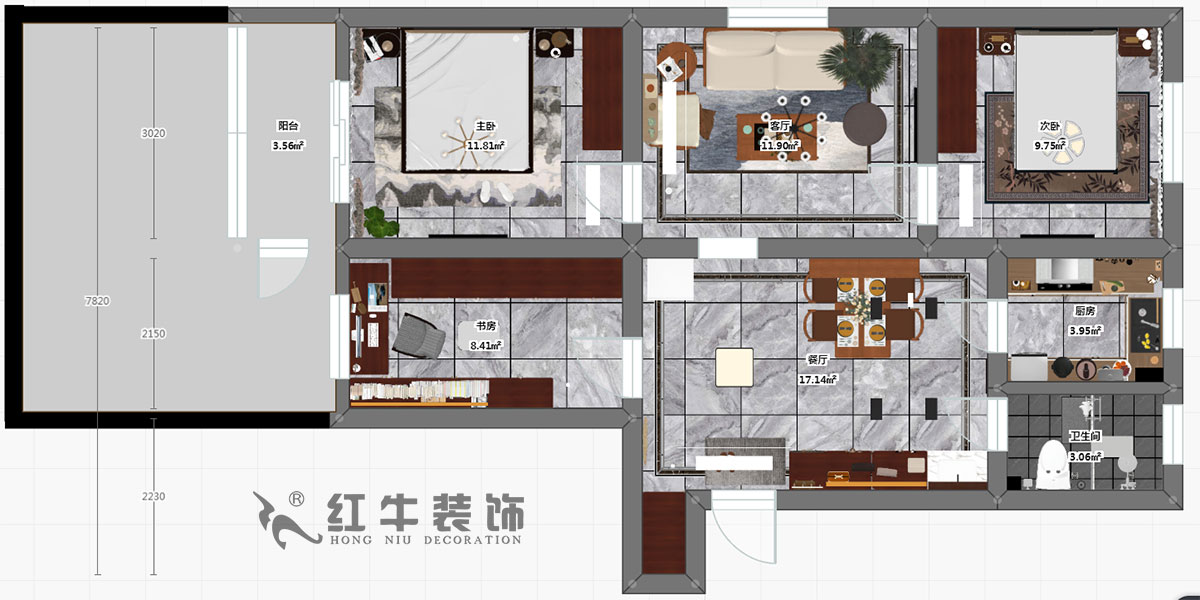 蔡成昊_花園路11號(hào)25-104-90㎡-現(xiàn)代簡約風(fēng)格_3室2廳1衛(wèi)（老房裝修）_定制家￥128966_全包12