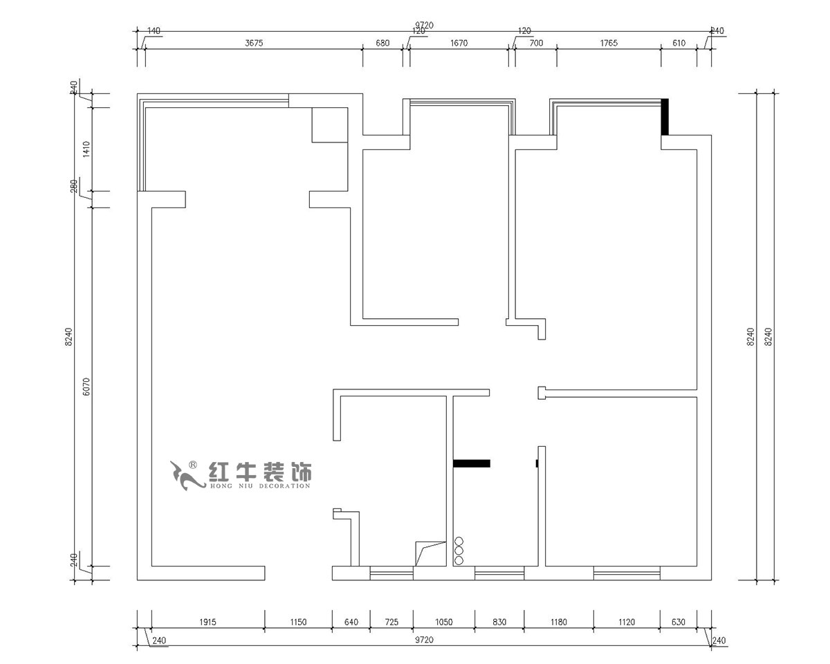 朱明琪｜仙林國際J-1802-95㎡-現代簡約風格｜3室2廳1衛(wèi)｜新房裝修｜成品家￥131929｜全包13萬｜00_01原始結構圖