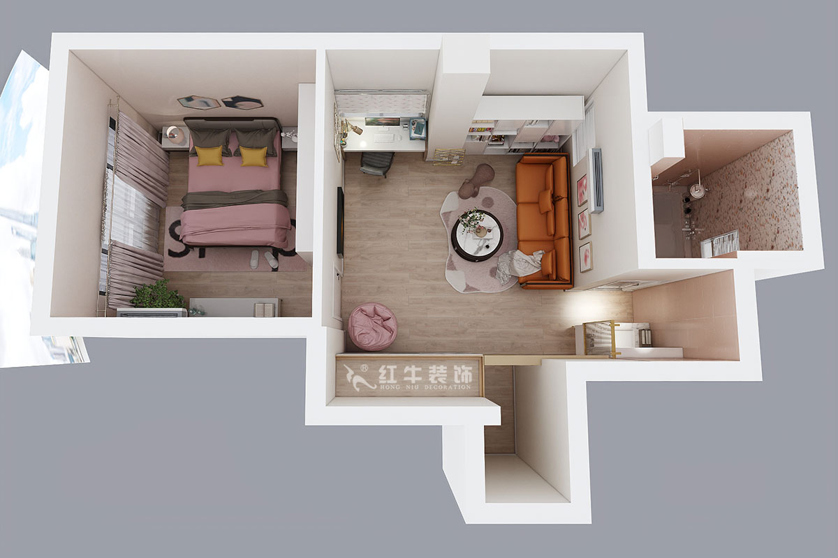 蔣琛｜西華龍樾2-6-312-106㎡-簡約風格｜小復式｜2室2廳2衛(wèi)｜二新房裝修｜成品家￥162999｜全包15萬｜00_08二樓鳥瞰圖