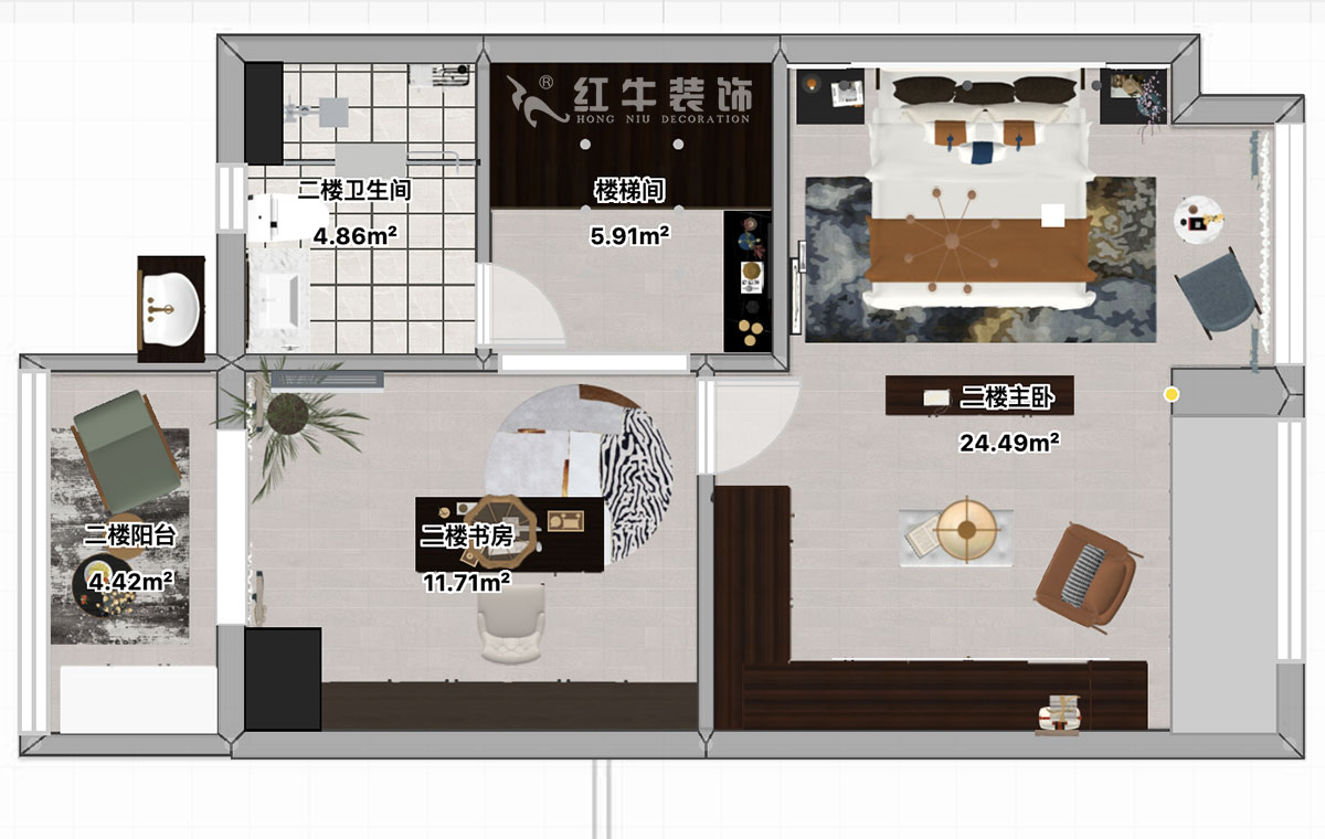 顧娟｜仙林首望城5-1102-120㎡-簡美風(fēng)格｜3室2廳2衛(wèi)｜新房裝修｜定制家￥168000｜全包18萬｜00_09二樓平面彩圖