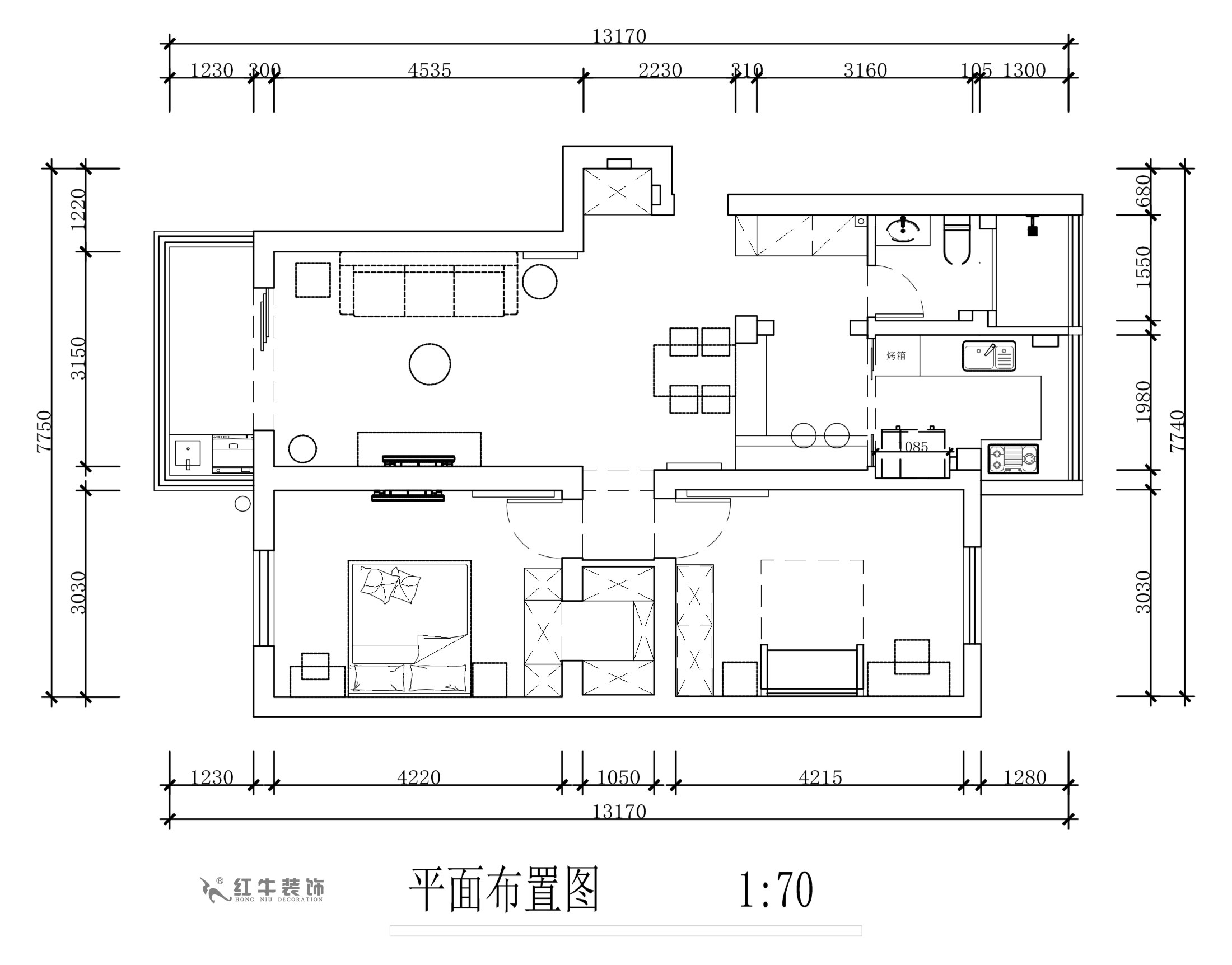 蔣?。旄@43-401-90㎡-現(xiàn)代簡約風格｜2室1廳1衛(wèi)｜舊房裝修｜定制家￥122757｜全包12萬｜00_02平面布置圖