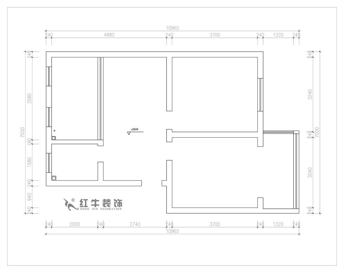朱明琪｜旭光里57-4-407-69㎡-現(xiàn)代簡約風(fēng)格｜2室2廳1衛(wèi)｜老房翻新｜定制家￥113520｜全包11萬｜00_01原始墻體圖