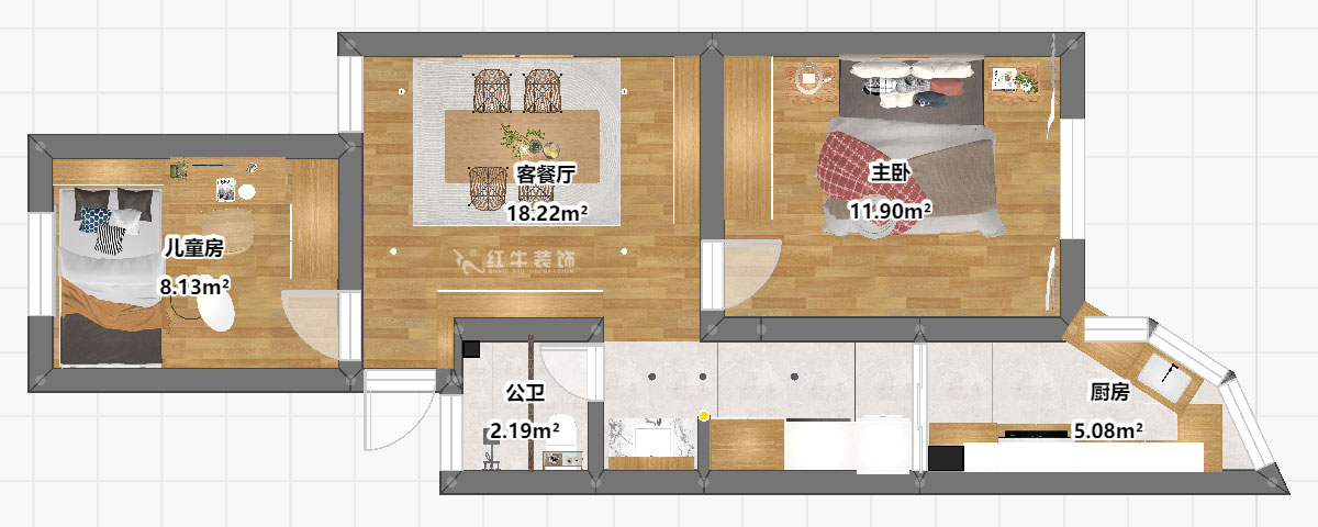 劉曉芳｜虹苑新寓二村4-5-210-60㎡-北歐風格｜2室2廳1衛(wèi)｜老房裝修｜定制家｜全包8