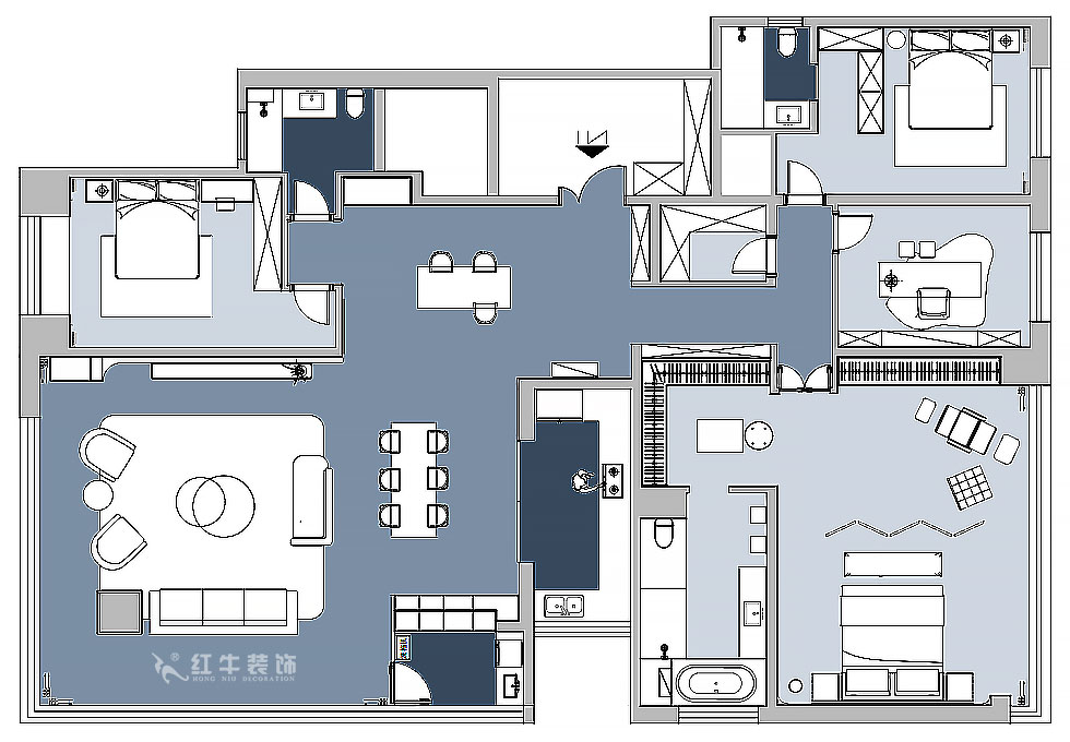 【實(shí)景案例】朱明琪｜天鵝堡花園-280㎡-現(xiàn)代輕奢風(fēng)格｜3室2廳2衛(wèi)｜精裝修改造｜改造家｜全包30萬｜00_02平面布置圖