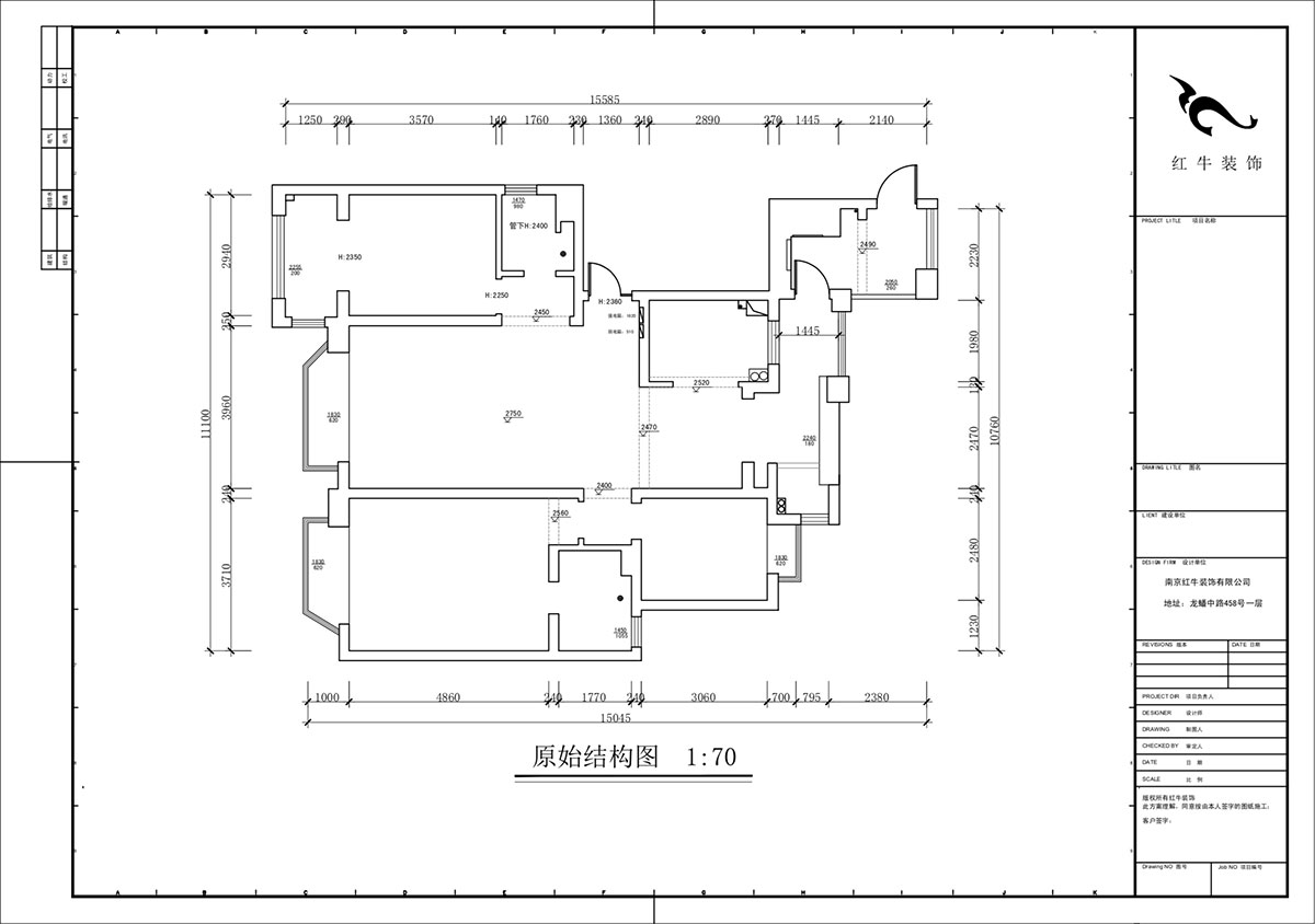 蔣琛｜御江金城11-3-2206-140㎡-法式奶油風格｜3室2廳2衛(wèi)｜新房裝修｜定制家｜全包23萬｜00_01原始結(jié)構(gòu)圖