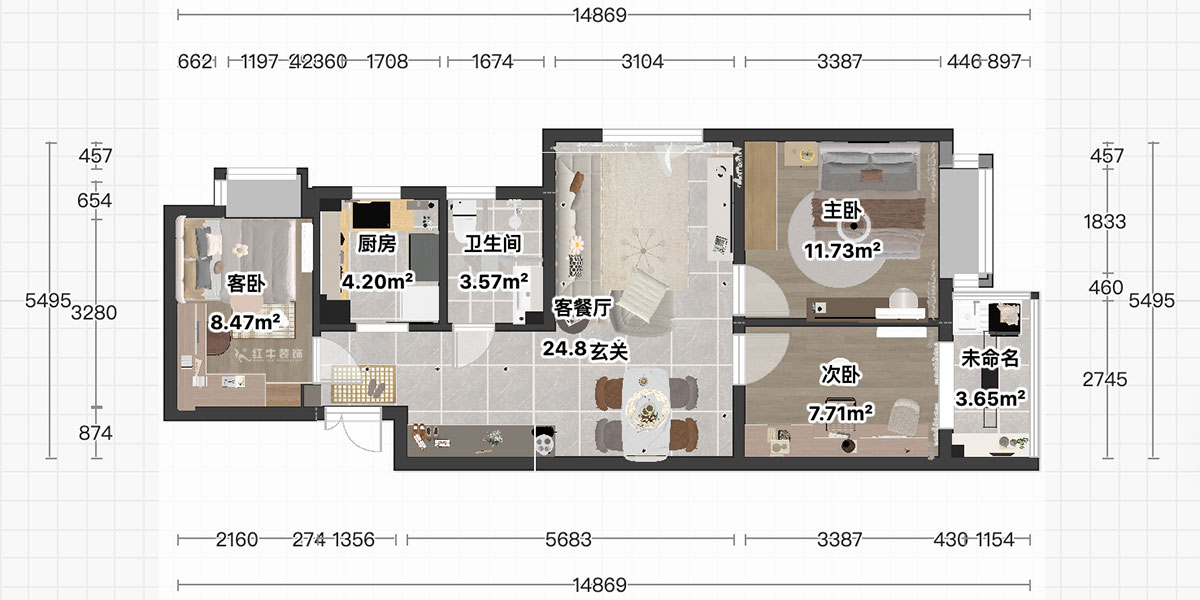 顧娟｜觀泓雅苑b3-801-85㎡-現(xiàn)代簡(jiǎn)約風(fēng)格｜3室2廳1衛(wèi)｜舊房裝修｜定制家｜全包12