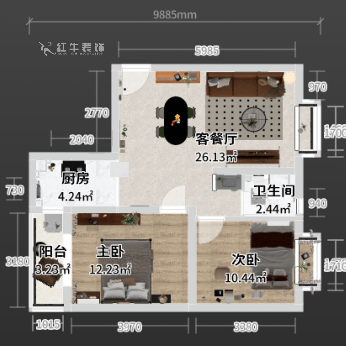 蔣?。偌液骰▓@倫敦城23-801-75㎡-復(fù)古風(fēng)｜2室1廳1衛(wèi)｜二手房裝修｜定制家｜全包12萬｜00_03平面彩圖