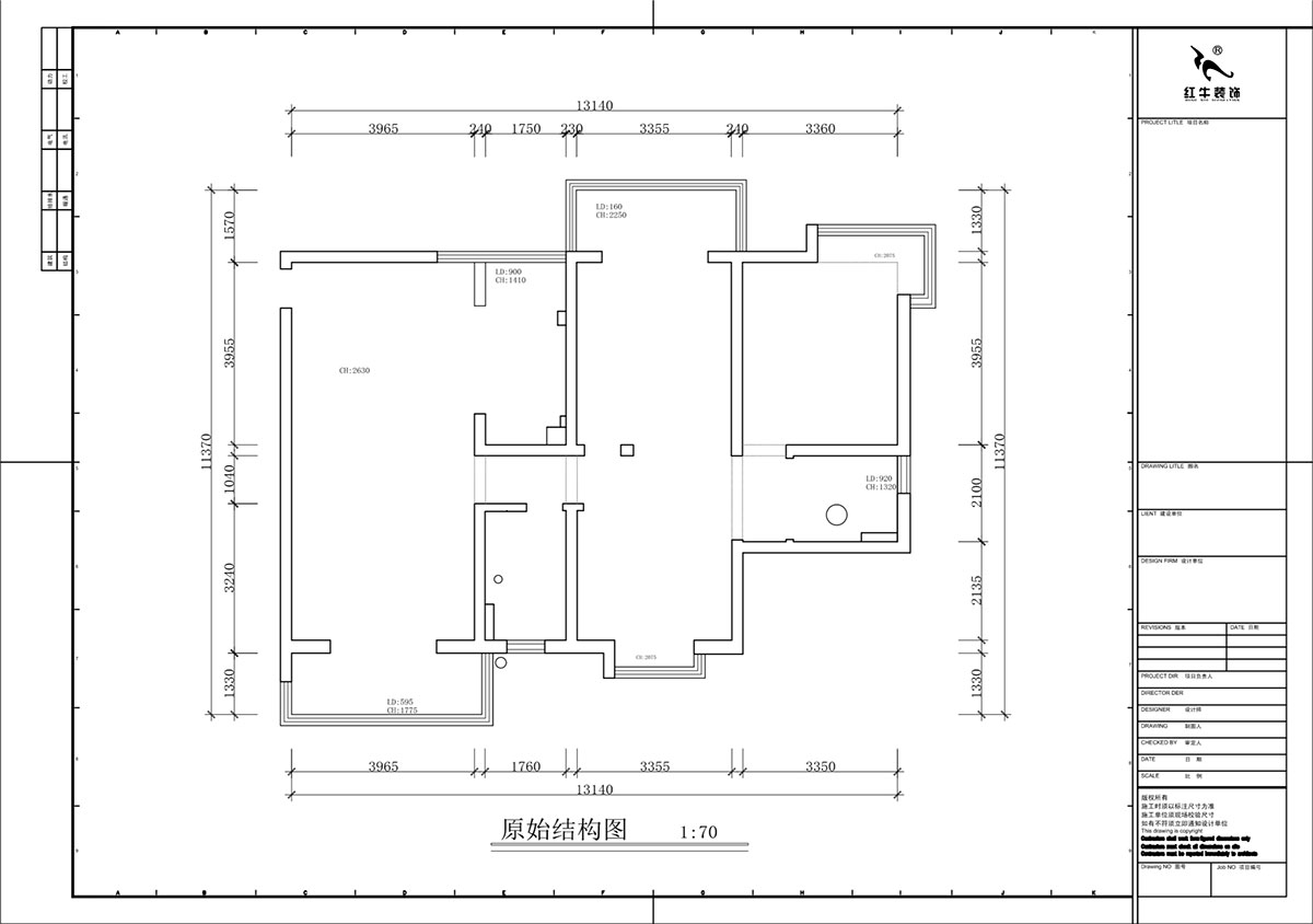 蔣琛｜蔚藍星座1-804-130㎡-現(xiàn)代簡約風(fēng)格｜3室2廳2衛(wèi)｜老房裝修｜定制家｜全包19萬｜00_01原始結(jié)構(gòu)圖