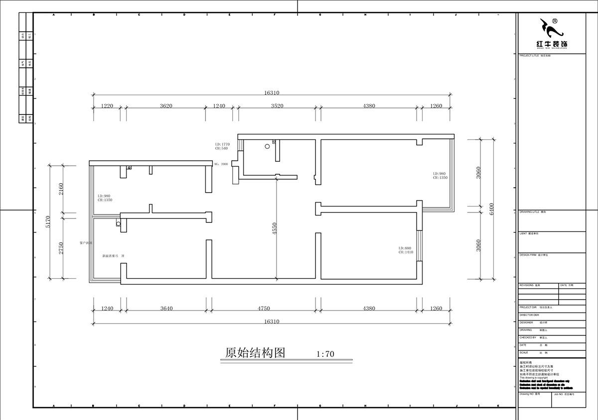 蔣?。鹬刍▓@4-3-806-100㎡-現(xiàn)代簡約風格｜3室2廳1衛(wèi)｜老房裝修｜定制家｜全包12萬｜00_01原始結構圖