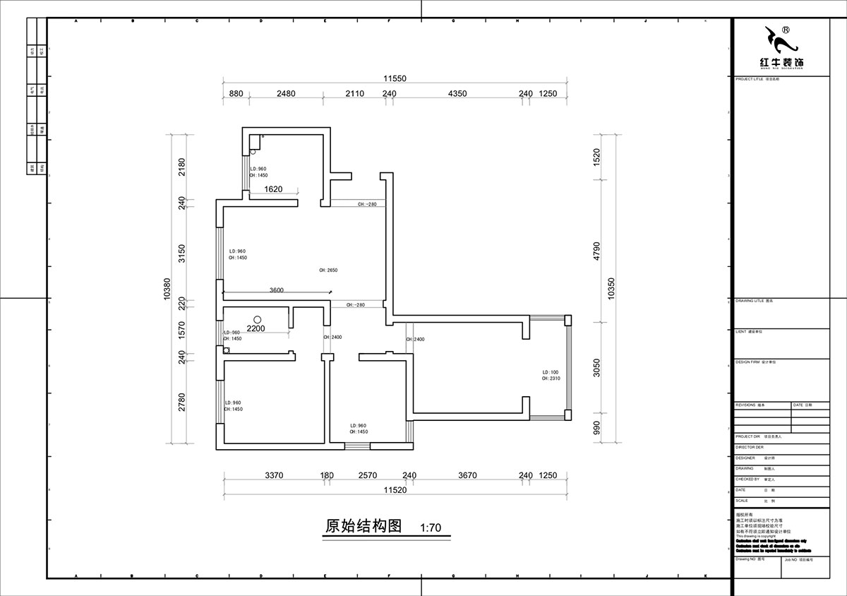 蔣?。y龍雅苑11-3-212-85㎡-現(xiàn)代原木風(fēng)｜3室1廳1衛(wèi)｜新房裝修｜定制家｜全包11萬(wàn)｜00_01原始結(jié)構(gòu)圖