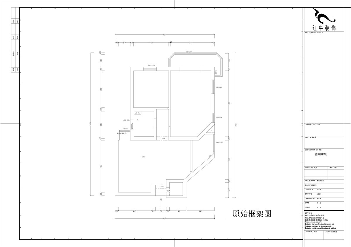 孟憲濤｜金寶花園5-2701-82㎡-簡約中古風(fēng)格｜2室1廳1衛(wèi)｜老房裝修｜定制家｜全包10萬｜00_01原始結(jié)構(gòu)圖