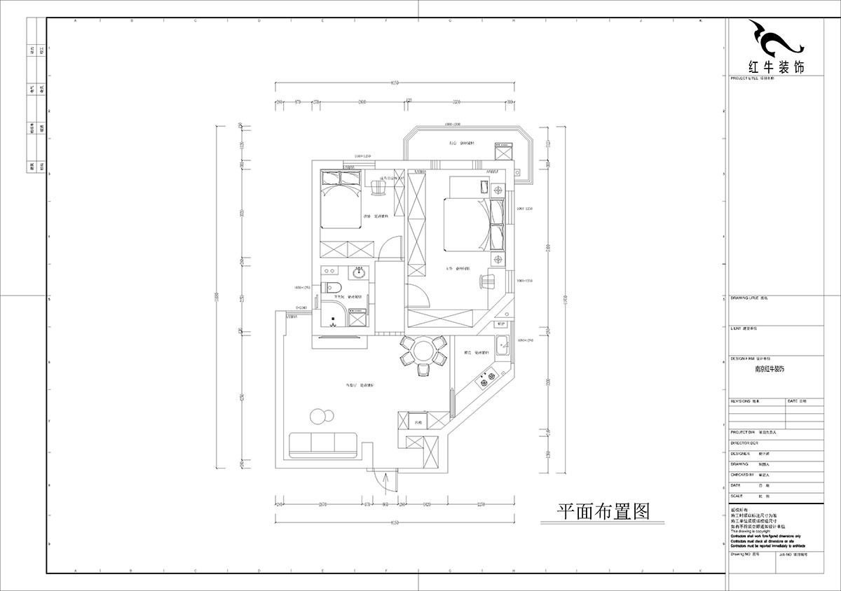 孟憲濤｜金寶花園5-2701-82㎡-簡約中古風(fēng)格｜2室1廳1衛(wèi)｜老房裝修｜定制家｜全包10萬｜00_02平面布置圖